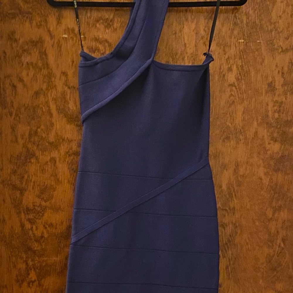 bebe One-Shoulder Navy Dress